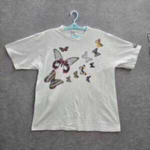 White Butterfly Print Men's Shirt